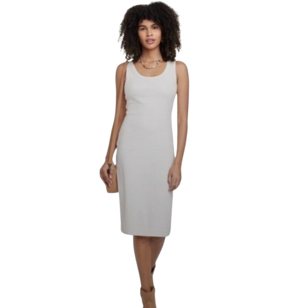 Universal Thread | Women's Cream Ribbed Sleeveless Dress (Size XL)